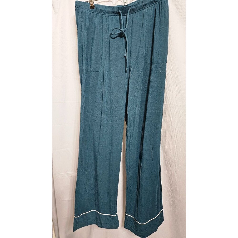 Soma Cool Nights Womens Pajama Pants With Piping Detail Blue Size S 38” Length